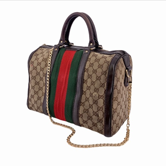 VINTAGE GUCCI WEB ORIGINAL GG BOSTON MM - Picture 2 of 14